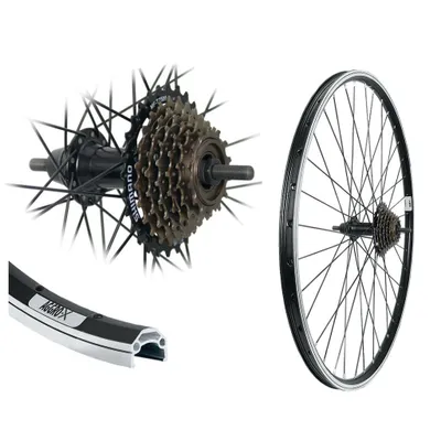 Produktbild von Aggro-X 28 Zoll Hinterrad Laufrad schwarz Felge Hohlkammerfelge 7 fach Shimano Zahnkranz
