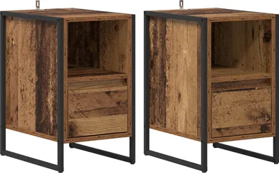 Produktbild von Nachttisch 2 pcs Altholz 39,5 x 30 x 50 cm Holzwerkstoff