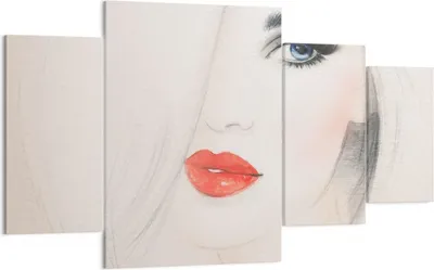 Produktbild von Bild auf Leinwand - Leinwandbild - Frau Gesicht Lippen - 160x90cm - Wand Bild - Wanddeko - Leinwanddruck - Bilder - Kunstdruck - Wanddekoration - Leinwand bilder - Wandkunst - DL160x90-3860