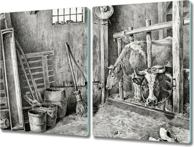 Produktbild von Coloray Hackbrett Kochplattenabdeckung Herdabdeckplatte 2x40x52 cm Schneidebrett Küchenbrett - Tiere Kuh