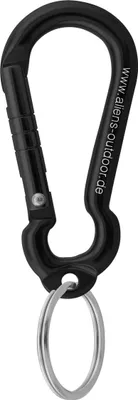 Schwarzer Materialkarabiner von Aliens mit einem Durchmesser von 6 cm; geeignet für Klettern.
