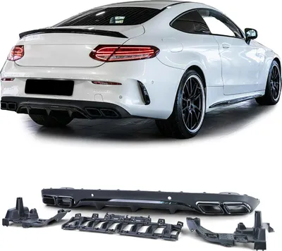 Produktbild von Sport Heckdiffusor mit Endrohren Schwarz für Mercedes C C205 Coupe 15-18