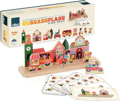 Productafbeelding van Oussassplass La Ville - Ingela P.Arrhenius - 9 stuks van hout + 60 speelkaarten met schaalbare moeilijkheidsgraden