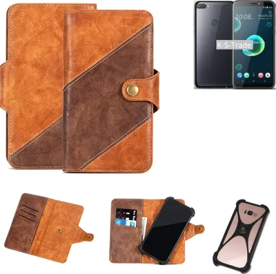 Produktbild von K-S-Trade Handy-Hülle Schutz-Hülle Bookstyle Case Wallet-Case kompatibel mit HTC Desire 12+ Handy Cover Bumper Kantenschutz Smartphone dunkelbraun