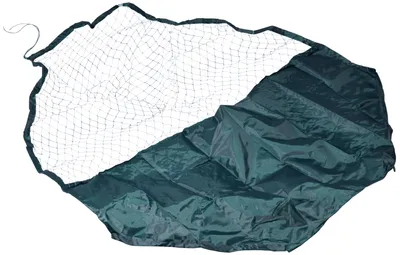 A green net cover for a small animal enclosure, laid out flat.