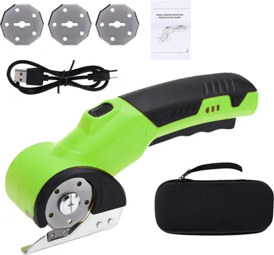 Produktbild von Schnurlose elektrische Schere 3.6V Wiederaufladbar Kartonagenschneider Stoffschere mit Ersatzklinge Sicherheitsschloss & LED Licht für Leder Teppiche