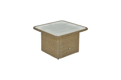 Produktbild von Merxx Gartentisch, höhenverstellbar, Glasplatte, 72 x 72 x 45/62 cm - Stahl/Kunststoffgeflecht