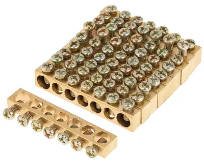 Produktbild von Neutralschiene, Erdungsschiene Messing für Beleuchtungskasten-Verteilerschrank PE30