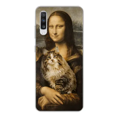 Produktbild von MuchoWow® Handyhülle Schutzhülle Hülle für Samsung Galaxy A70 Mona Lisa - Katze - Leonardo da Vinci - Vintage - Kunstwerk - Alte Meister - Gemälde Silikon Softcase Handy Hülle - Schutzhaube