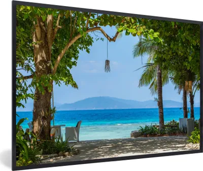 Produktbild von MuchoWow® Gerahmtes Poster Tropisch - Strand - Meer 90x60 cm - Poster mit Schwarzem Bilderrahmen Wandposter Rahmen Foto Bilder - Fotorahmen - Foto-Plakat