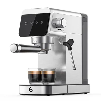 Produktbild von AMZCHEF Espressomaschine Siebträger 20 Bar mit Milchaufschäumer, 1350W Kaffeemaschine Edelstahl, LED Display, 1,2L Wassertank für Zuhause