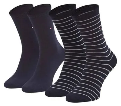 Produktbild von Tommy Hilfiger - Socken für Damen, Stripes (2er-Pack) NA971 (39,5 EU - 42 EU) (Marine)