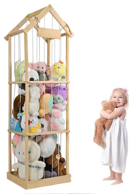 Image de Omgoods - Rangement en bois pour peluches, avec un design économe en espace