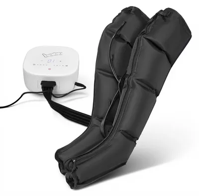 Produktbild von Luftkompressionsmassage - Erholungsstiefel für Fuß und Bein - 4 Kammern - Kompressionspumpe - Ganzkörpermassage - Schwarz