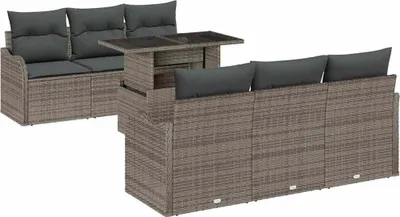 Obrázok produktu pre vidaXL Záhradný nábytok s vankúšmi 7 ks sivý polyratan