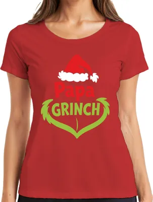 Produktbild von Papa Grinch Weihnachten Lustig Weihnachtsgeschenk Vater Geschenk Damen T-Shirt, Rot, XL