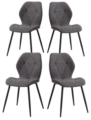 Obrázek produktu pro Jídelní židle, sada 4 kusů - Moderní kuchyňské židle - Kovové nohy - Minimalistický design - Vhodné do jídelny, kuchyně i obývacího pokoje - Tmavě šedá barva