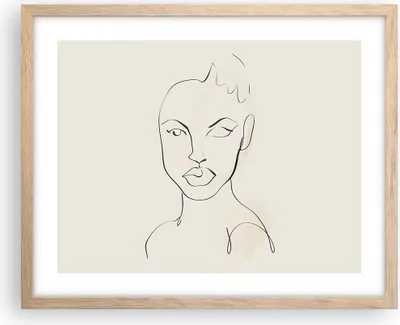 Produktbild von Gerahmtes Poster - Rahmen in heller Eiche - Porträt Afro Skizze - 50x40 cm - Wand Bild - Wanddeko - Wandbilder - Kunstposter - Wandposter - Bilderrahmen - Bilder - Kunstdruck - P2NAA50x40-4489