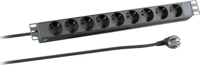 Produktbild von EFB 19" 1HE Steckdosenleiste 9xCEE 7/3 ohne Schalter,Alu,sw
