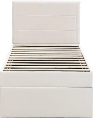 Produktbild von MODFU Boxspringbett Hydraulisches 90 x 200 cm mit Bettkasten Stauraum, Polsterbett Kinderbett Klassische Bett mit Lattenrost, Stauraumbett Einzelbett, Leinen Beige(Ohne Matratze)