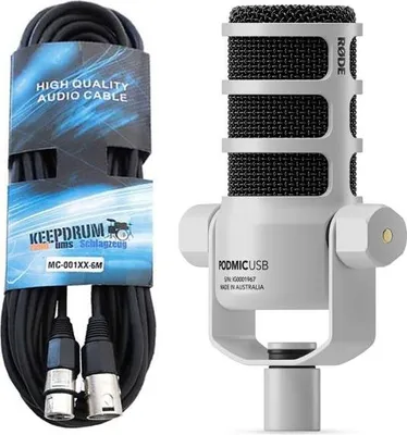 Produktbild von Rode Mikrofon Podmic USB Weiss mit XLR-Kabel
