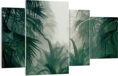 Produktbild von Bild auf Leinwand - Leinwandbild - 4 Teile - Dschungel Blätter Palmen - 120x70cm - Wand Bild - Wanddeko - Wandbilder - Leinwanddruck - Bilder - Wanddekoration - Leinwand bilder - DL120x70-4504