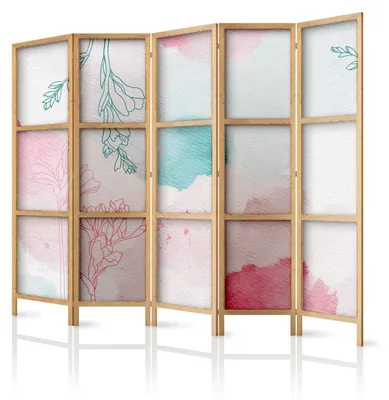 Produktbild von framed concept - Paravent Raumteiler aus Holz 225x172 cm, 5-teilig, einseitig, im orientalischen Stil
