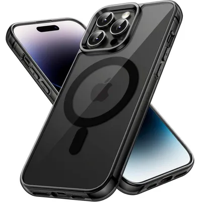 Image de Coque de protection pour iPhone 14 Pro (6,1 pouces), compatible MagSafe, antichoc, transparente, noire