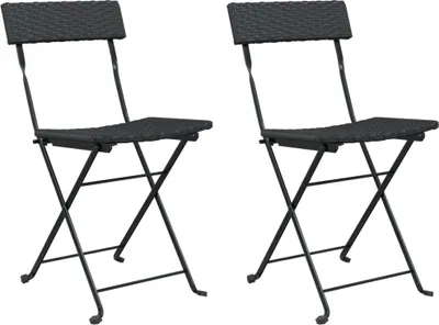 Produktbild von vidaXL Bistrostühle 2 Stk. Klappbar Schwarz Poly Rattan und Stahl