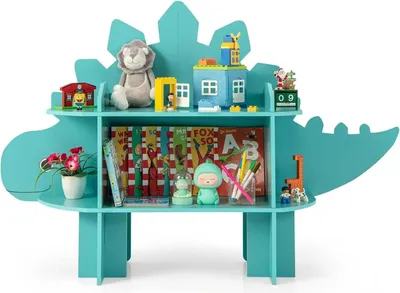 Immagine prodotto di Scaffale per bambini - Scaffale in legno per giocattoli - 2 ripiani - Scomparti aperti - Per la stanza dei giochi e la cameretta dei bambini - Verde