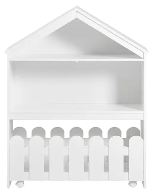 Obrázok produktu pre Knižnica - Regál na knihy - Komoda s priehradkami - Úložná skrinka - Knihovňa pre deti - Materiál: MDF, farba: biela - Rozmery: 91 x 30 x 114 cm