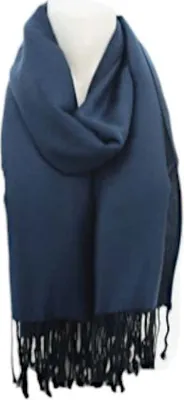 dunkelblaue Fransenschal