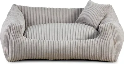 Produktbild von Hundebett – Weiches, geripptes Material mit Polyurethanschaumstoff-Füllung, schmutzabweisend, in verschiedenen Farben und Größen, inkl. kleinem Kissen (S - 65x55, Hellgrau)