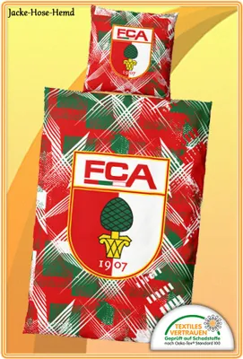 Produktbild von FC Augsburg Bettwäsche Baumwolle Logo FCA 1907 Reißverschluss Gr. 135x200cm