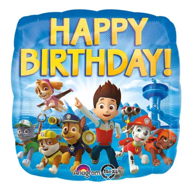 Produktbild von Anagram Standard Paw Patrol Happy Birthday Folienballon S60 verpackt 43 cm