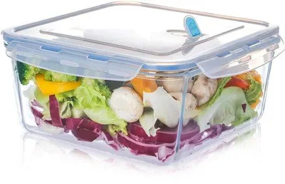 Zdjęcie produktu dla Szklane pojemniki o pojemności 3,3 litra z pokrywką, kwadratowe, bez BPA, do przygotowywania posiłków, podróży, zamrażarki i piekarnika