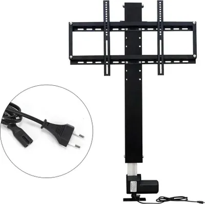 Image de Support TV électrique - Levage 70 cm - Téléviseur 66-145 cm - Moteur DC24V - 1000 N/80 kg - 20 mm/s - Télécommande - Noir
