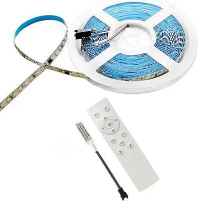 Image de Ruban LED 10M Effet Dynamique 120LED/m 24V 10W/m + Contrôleur RF 12-24V pour Ruban LED - Blanc Neutre 4000K - 5500K