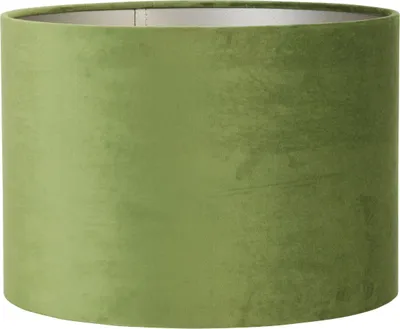 Produktbild von Light & Living - Lampenschirm Zylinder Velours - Olive Green - Ø35x30cm - Stoffschirm für E27