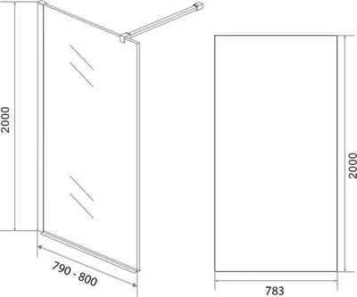 Immagine prodotto di Badplaats Parete Doccia Florida 80 x 200 cm - Nero - Doccia Walk-In 8 mm Vetro di Sicurezza