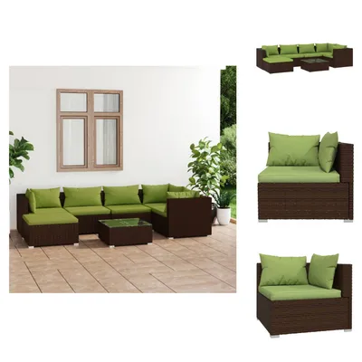 Produktbild von vidaXL 7-tlg. Garten-Lounge-Set mit Kissen Poly Rattan Braun -  Gartenmöbel-Sets
