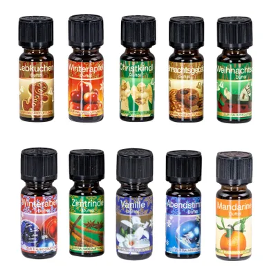 Immagine prodotto di set di 10 oli profumati natalizi da 10 ml ciascuno per lampade profumate fragranza per ambienti diffusore d'aria clima aroma olio invernale Natale