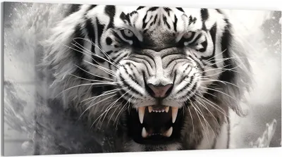 Produktbild von DEQORI Glasbild Echtglas 100x50 cm 'Wasserschlag des Tigers' Wandbild Bild modern Deko