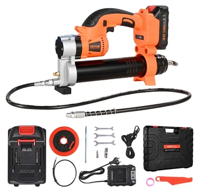 Produktbild von VEVOR Akku-Fettpresse, 8000 PSI Maximaldruck, 20V Elektrische Fettpresse mit 2,0 Ah Batterie & LED-Licht, 90 cm langer Schlauch & Tragetasche, variable Geschwindigkeitsauslöser, Fetten von Fahrzeugen oder Maschinen, Doppelte Beine