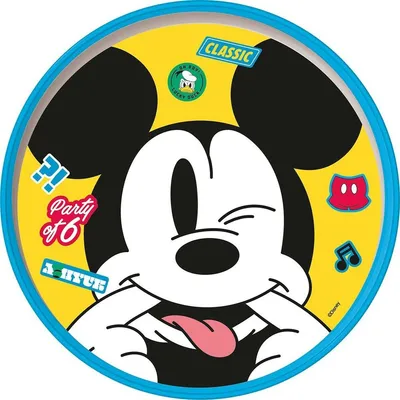 Imagen del producto de TATAWAY Plato infantil de plástico blanco y azul de Disney, diseño Mickey Mouse, con base antideslizante