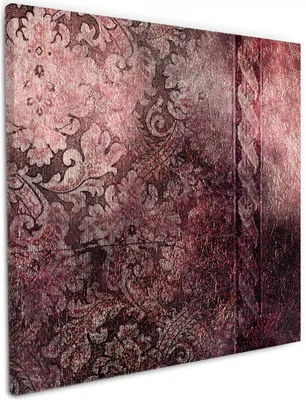 Produktbild von Wallario Premium Leinwandbild Schnörkelmuster in rot in Größe 50 x 50 cm