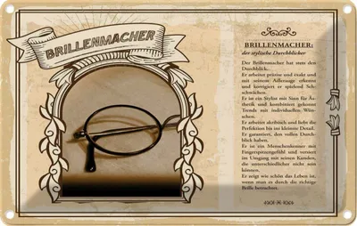 Produktbild von vianmo Blechschild 20x30 cm Brillenmacher Beruf Arbeit