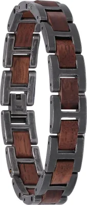 Holzkern Herren-Armband Edelstahl mit Holz Acoustic Walnuss/Antik-Silberfarben 1