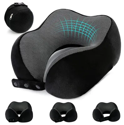 Produktbild von Omgoods – Verstellbares Reise-Nackenkissen aus Memory-Schaum – Kompakt und ergonomisch