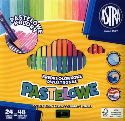 Produktbild von Doppelseitige Pastell-Buntstifte, 48 Farben, 24 Stück Set